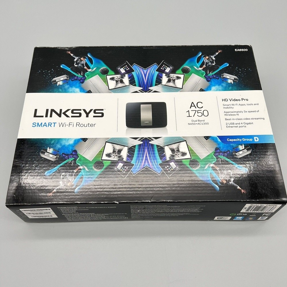 Linksys AC1750 4-Port Gigabit Wireless AC Router (EA6500 V2) 2 USB 3.0 Ports EUC